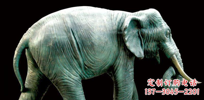聊城公园大象动物铜雕 (3)