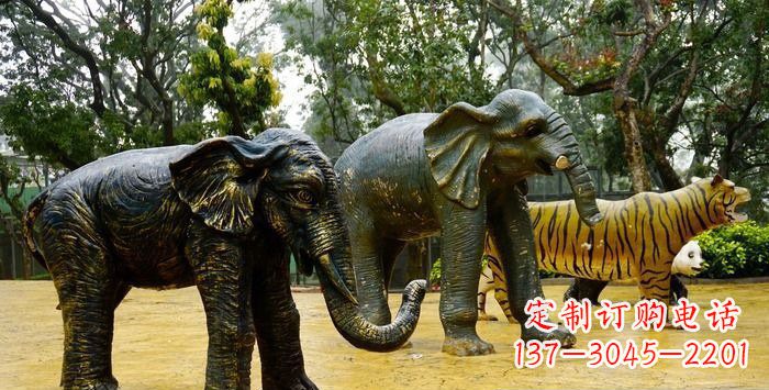 聊城公园大象动物铜雕_1
