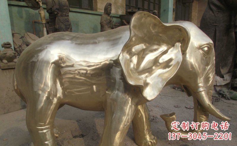聊城公园大象动物铜雕_2