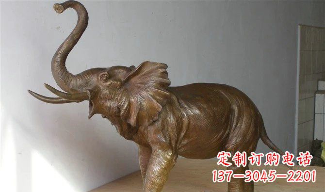 聊城公园大象招财动物铜雕 (3)