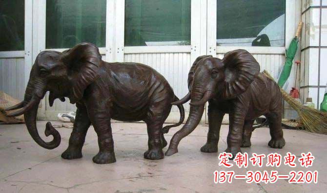 聊城公园大象招财动物铜雕