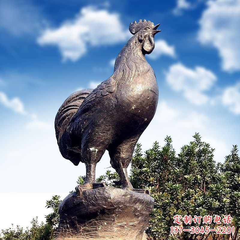 聊城威风凛凛的大型铸铜酉鸡雕塑