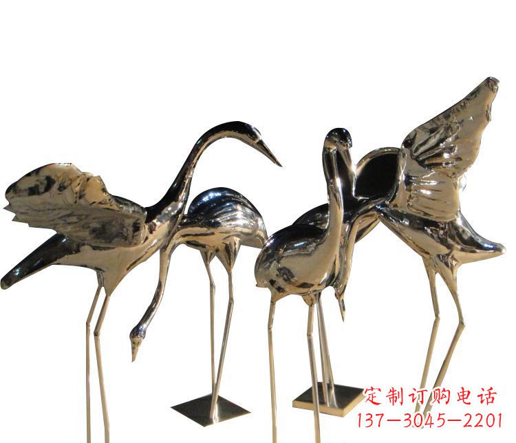 聊城三角中国领雕塑不锈钢仙鹤雕塑