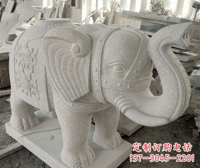 聊城公园动物大理石大象石雕 (3)