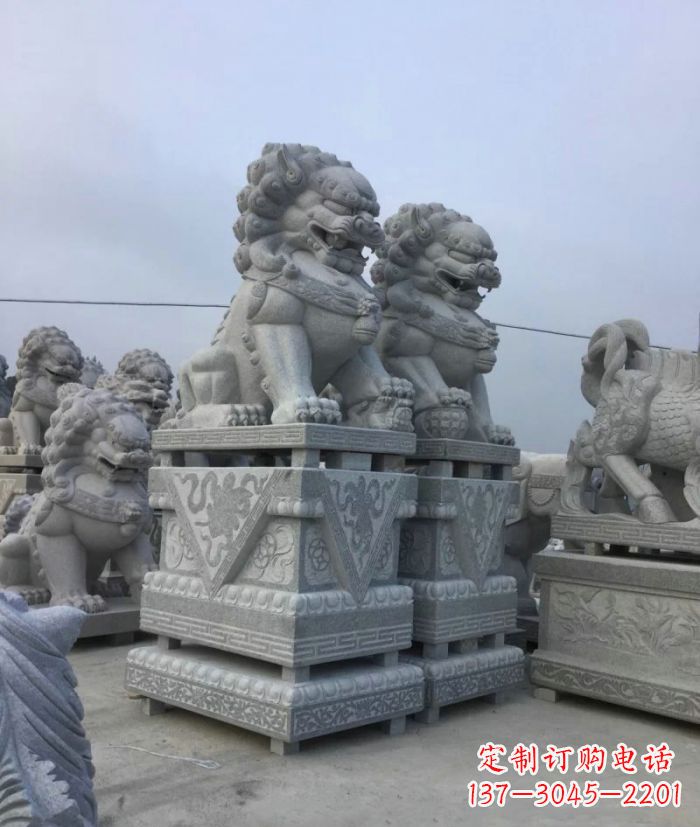 聊城公园动物大理石狮子石雕 (4)