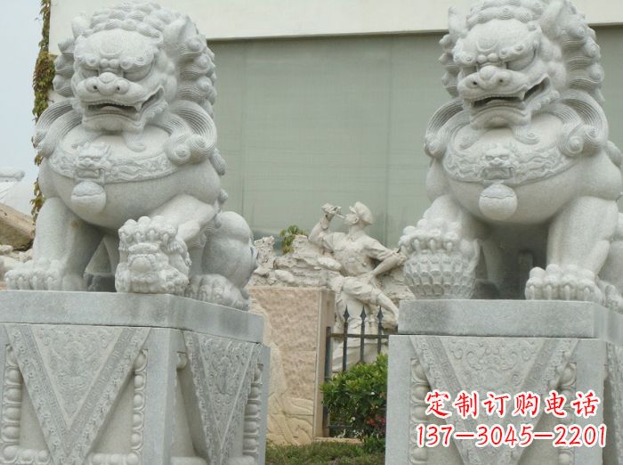 聊城公园动物大理石狮子石雕 (5)