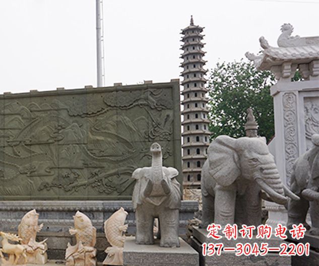 聊城公园动物大象石雕 (2)