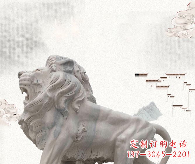 聊城公园动物欧式石狮子雕塑