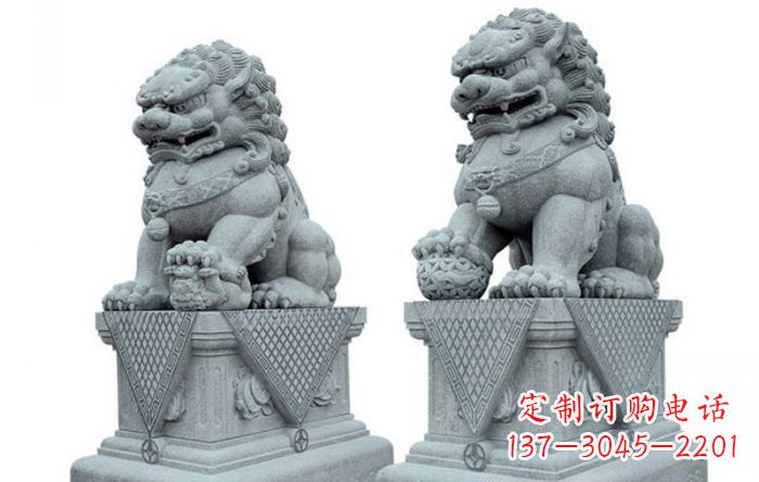 聊城公园动物青石狮子石雕