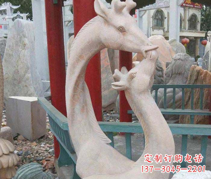 聊城中领雕塑-母子鹿动物石雕
