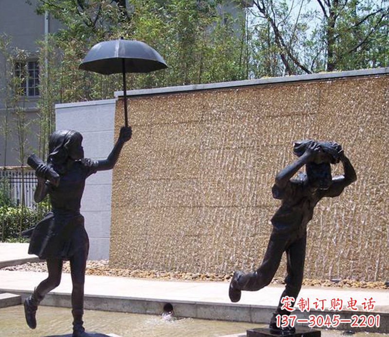 聊城抗风雨小男孩铜雕