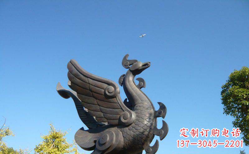 聊城公园凤凰景观铜雕