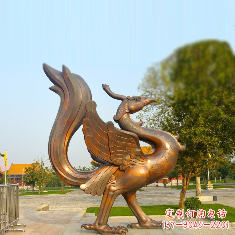 聊城纯铜铸造的四灵之朱雀雕塑