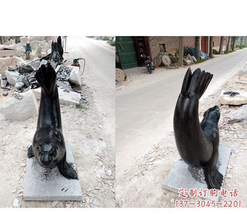聊城公园海豚景观石雕