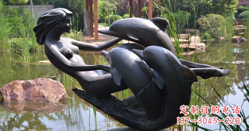 聊城唯美风格海豚铜雕