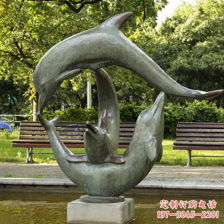 聊城公园海豚水景景观铜雕喷泉
