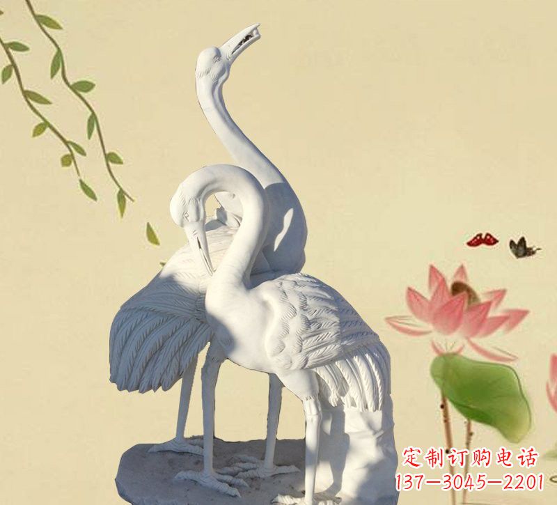 聊城公园汉白玉仙鹤石雕