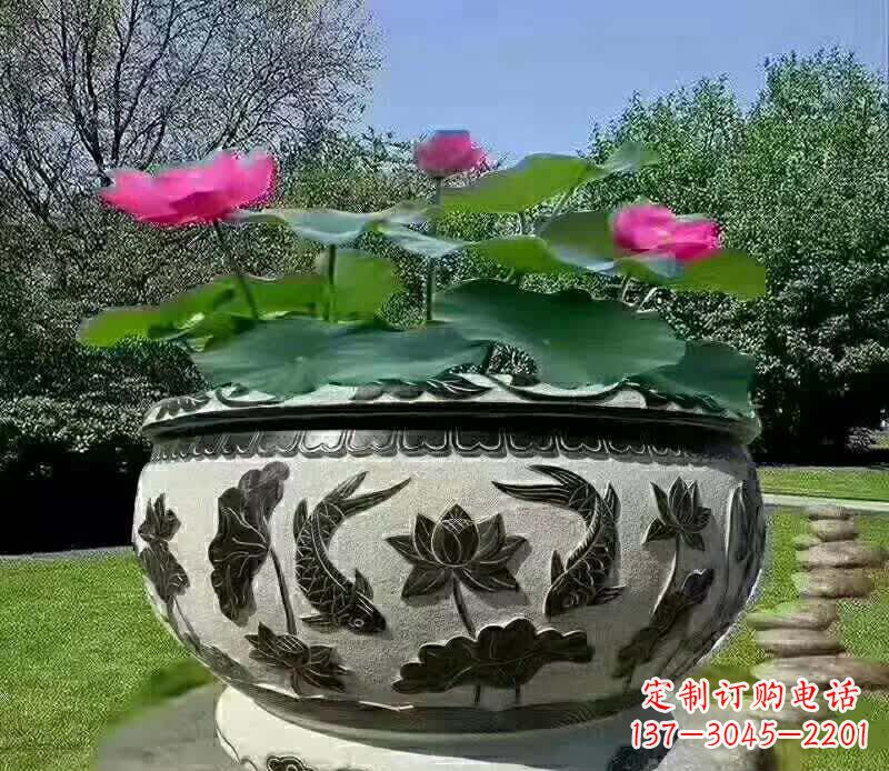 聊城唯美鲤鱼水缸雕塑