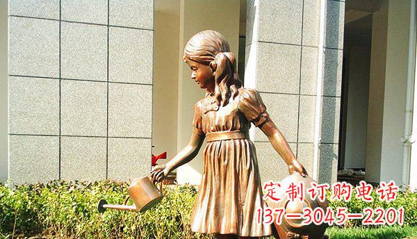聊城可爱的公园小女孩铜雕