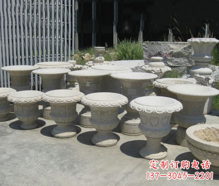 聊城大理石花盆石雕艺术品