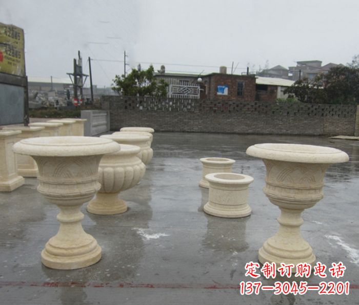 聊城完美绽放——大理石花盆石雕
