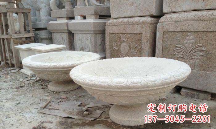 聊城公园景观大理石花盆石雕