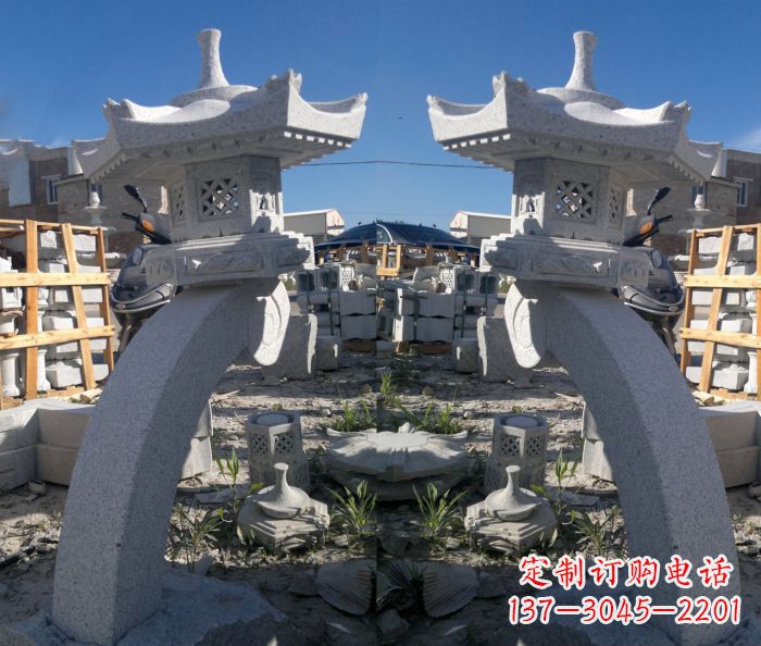 聊城精美大理石镂空石灯雕塑