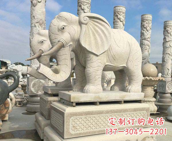 聊城公园景观大理石招财大象石雕 (2)