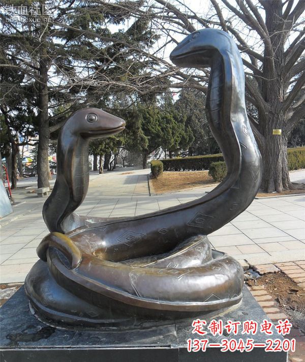 聊城公园景观动物蛇铜雕