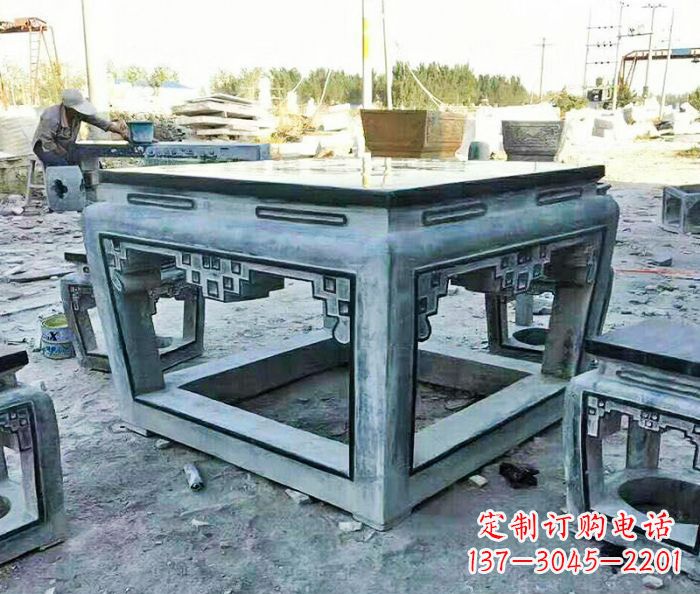 聊城雕塑艺术方形石桌凳