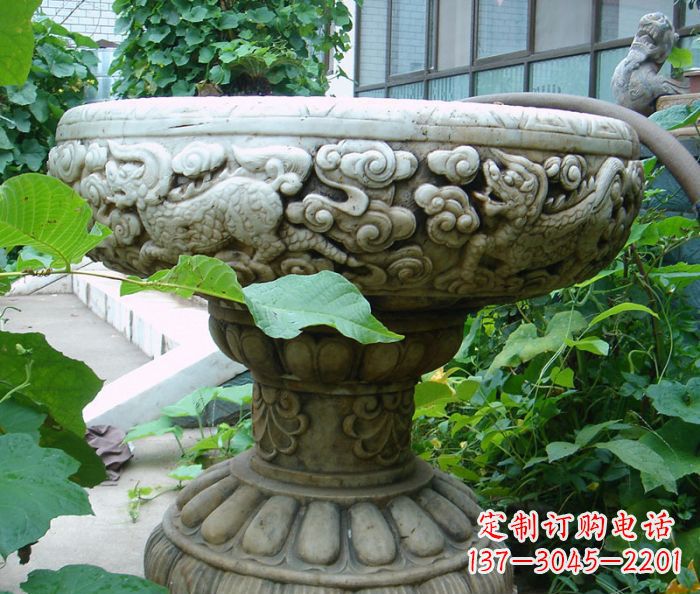 聊城仿古花盆石雕艺术品
