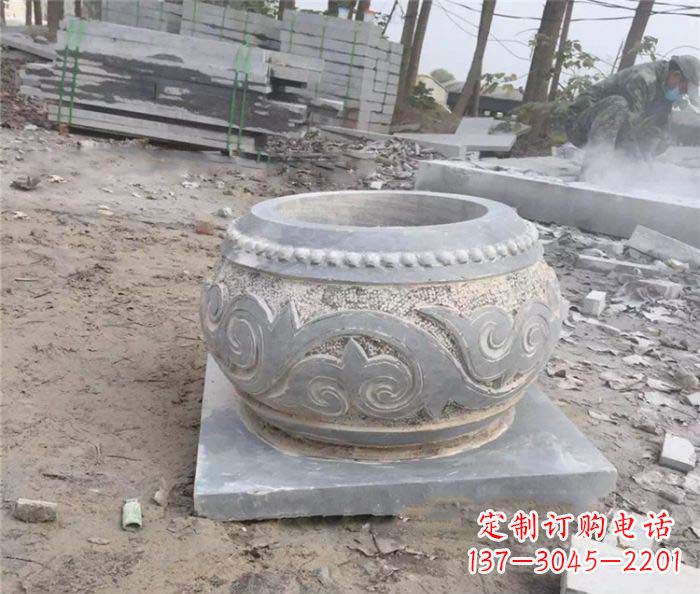 聊城古典风格的仿古石水缸雕塑