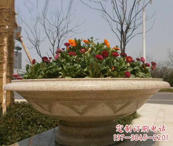 聊城公园景观花盆石雕 (2)