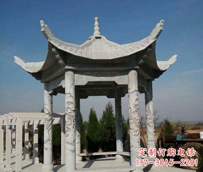 聊城公园景观六角凉亭石雕