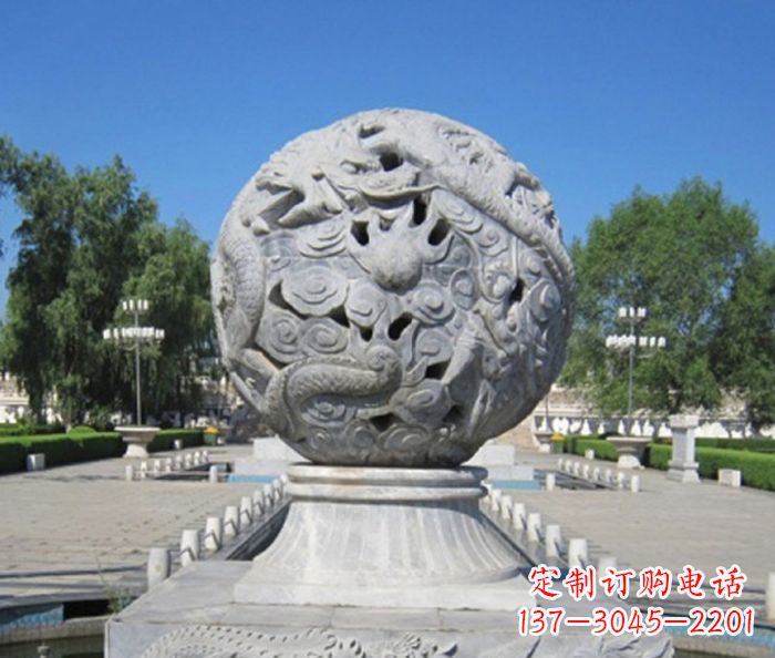 聊城公园景观龙浮雕球喷泉石雕