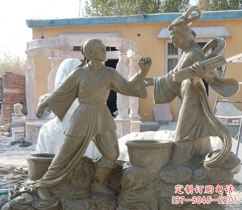 聊城公园景观牛郎织女石雕