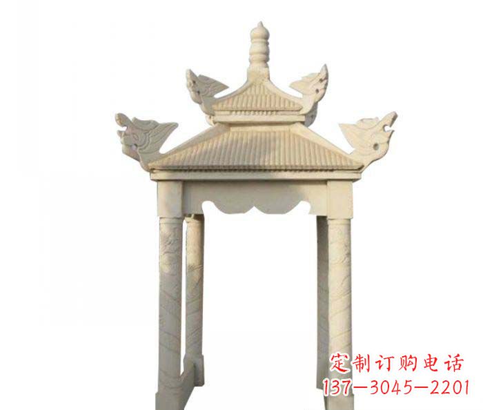 聊城公园景观四角凉亭石雕