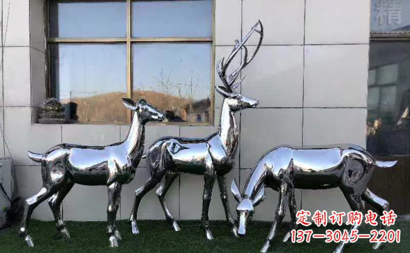 聊城华丽风格镜面不锈钢动物鹿雕塑