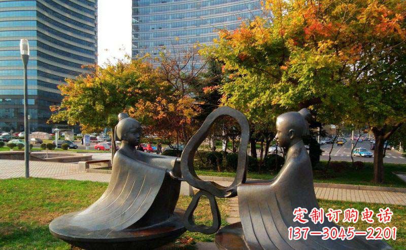 聊城公园孔融让梨景观铜雕 (2)