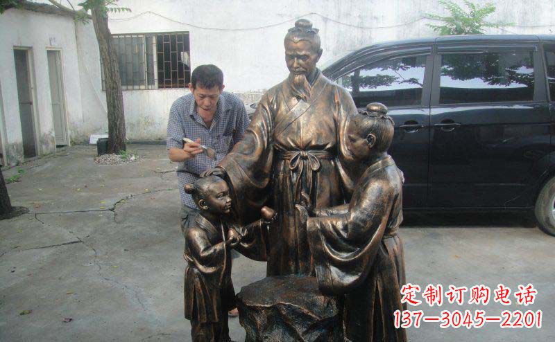 聊城公园孔融让梨景观铜雕