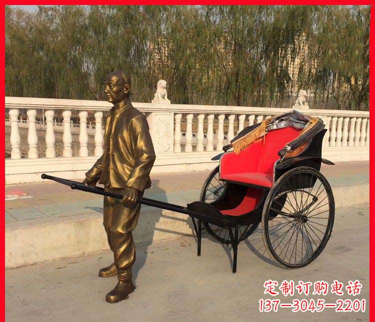 聊城黄包车铜雕精湛工艺,体现传统文化