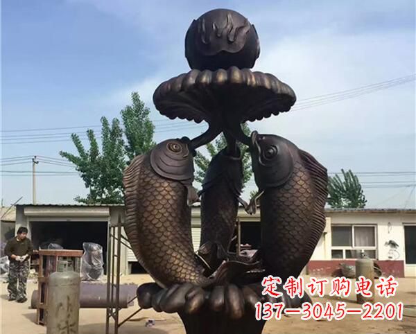 聊城中领雕塑出品传统意象·鲤鱼铜雕