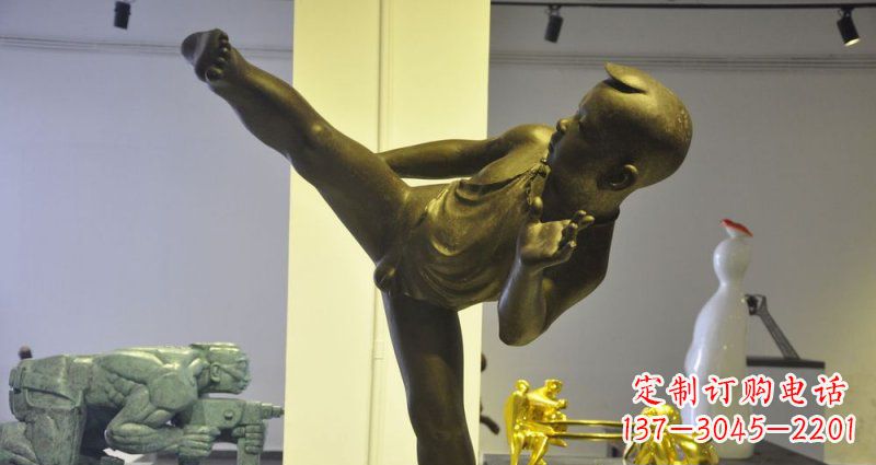 聊城领雕塑男孩练功夫铜雕