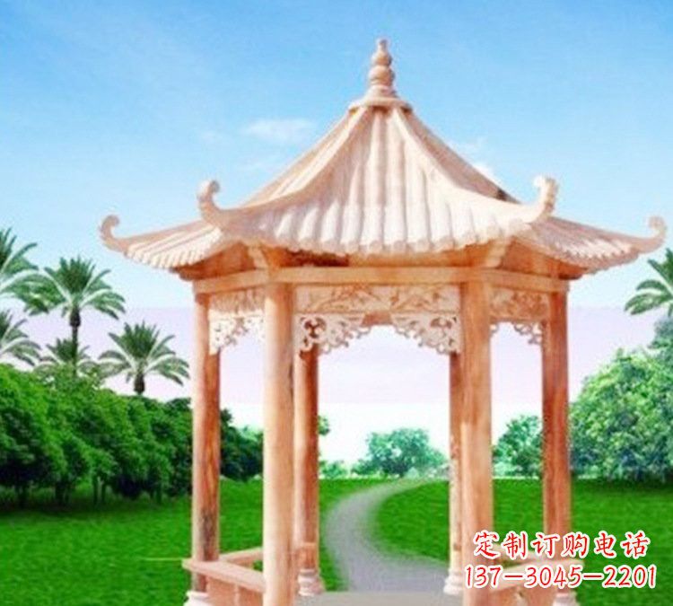 聊城公园六角凉亭石雕