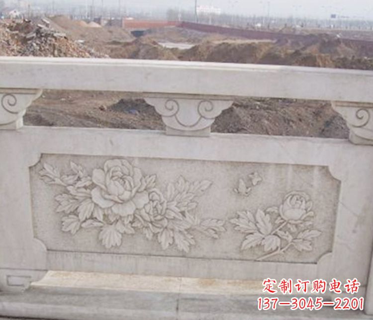 聊城公园牡丹花浮雕石栏板景观石雕