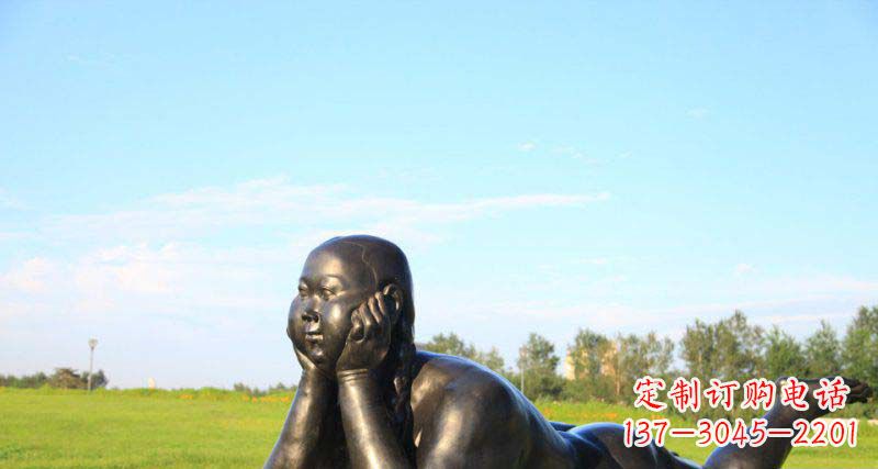 聊城美好时光,萌萌哒胖女孩青铜雕塑