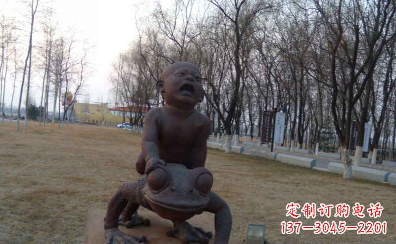 聊城中领雕塑铸造的可爱萌趣青蛙铜雕