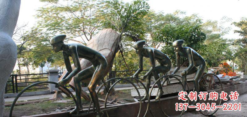 聊城精致铜雕自行车景观雕塑