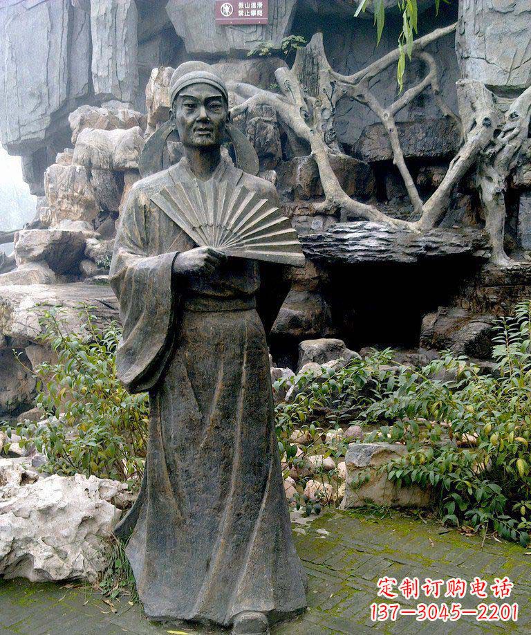 聊城公园诗人杜甫古代人物铜雕