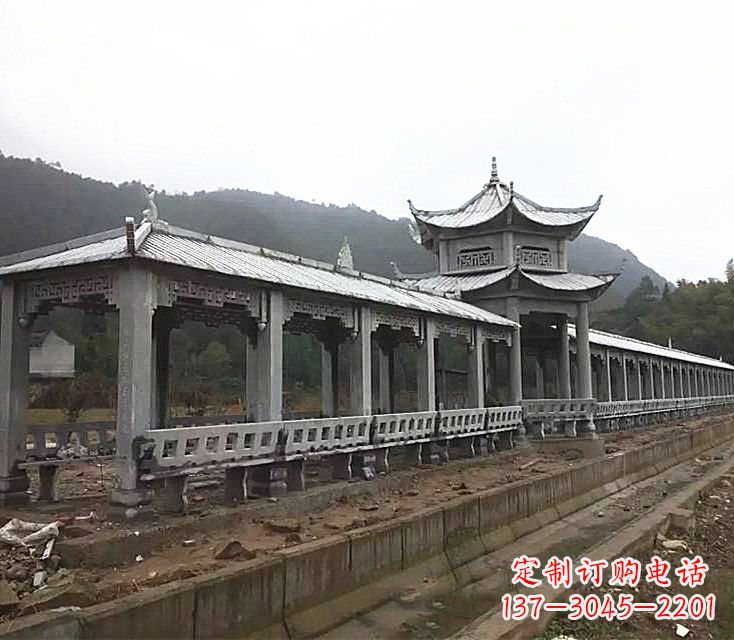 聊城中领雕塑定制精美的公园石雕亭子长廊